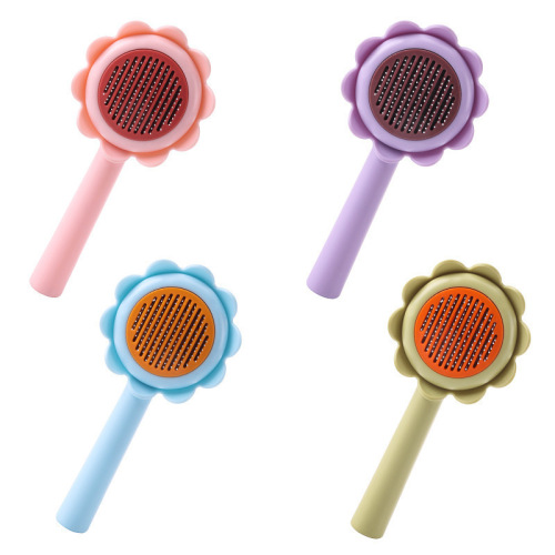 Sunflower pet comb, one-click hair removal, floating hair removal, knot-opening needle comb, hair removal comb for cats and dogs