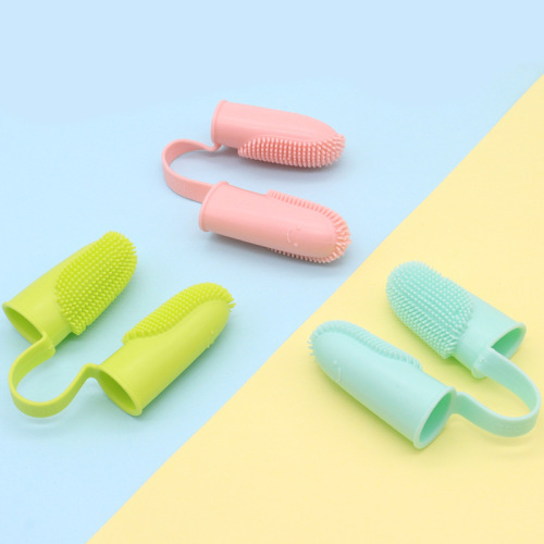 Pet Finger Cot Toothbrush Dog and Cat Teeth Brushing Finger Cot Oral Cleaning Two-Finger Dog Toothbrush Oral Care