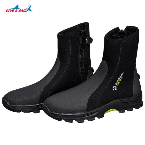 DIVE&SAIL diving shoes 5MM high-top hard-soled beach anti-scratch anti-slip river tracing shoes snorkeling fins diving boots