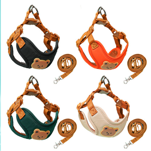 Cute bear harness can lead pet leash, small and medium-sized dogs go out, teddy bears are universal for cats