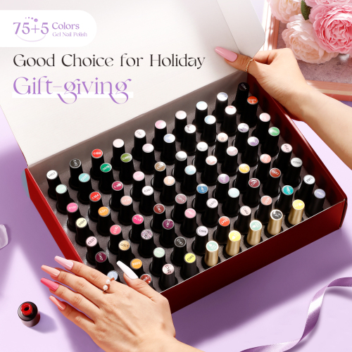 ROSALIND Gel Nail Polish Set, 80 PCS Gel polish Set with Base Coat No Wipe Top Coat Matte Top Coat Nail Polish Set 