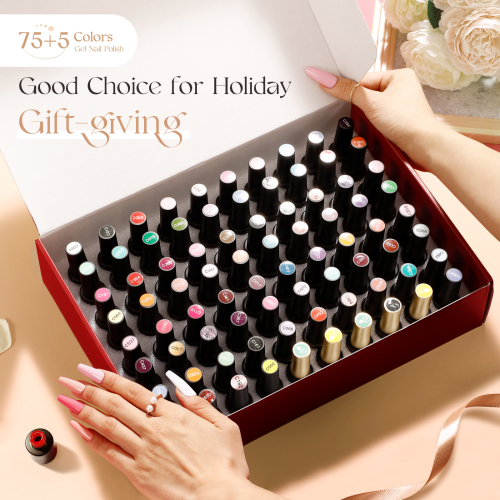 ROSALIND 80 PCS Gel Nail Polish Set, 75 Colors Pink Nude Gel Polish Set