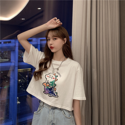 Milk silk Korean version new loose short age reducing cartoon graffiti printing student short sleeve T-shirt women's wear