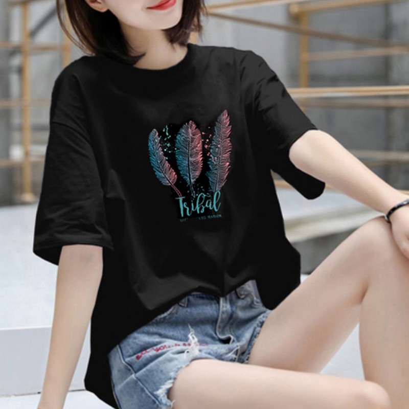 Korean summer new net red ins medium length loose top foreign style large size versatile short sleeve T-shirt women's fashion