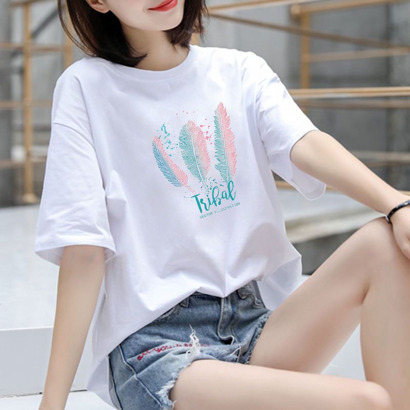 Korean summer new net red ins medium length loose top foreign style large size versatile short sleeve T-shirt women's fashion