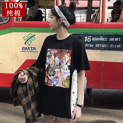T-shirt summer new cartoon letter fashion brand printed girl student short sleeve Korean loose clothing