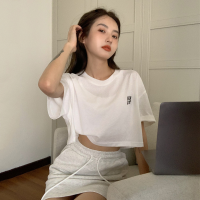 Korean version new loose lazy style short white age reducing versatile minority short sleeve T-shirt