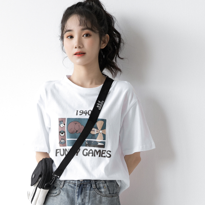 2021 new Korean graffiti round neck versatile short sleeve T-shirt