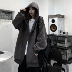 Spring and Autumn New Korean version ins lazy style cardigan thin Hooded Sweater loose BF zipper coat women's fashion