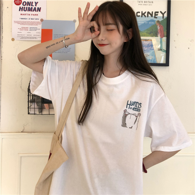 Classic retro short sleeve T-shirt women's fashion loose Korean version versatile Harajuku BF lazy style handsome mschf top