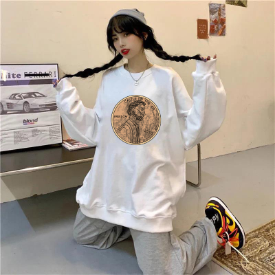 Autumn and winter round neck thin sweater loose Korean top female student Harajuku style foreign style versatile sweater