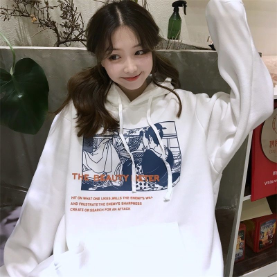 Autumn and winter hooded Pullover student casual versatile Jacket Women's fashion