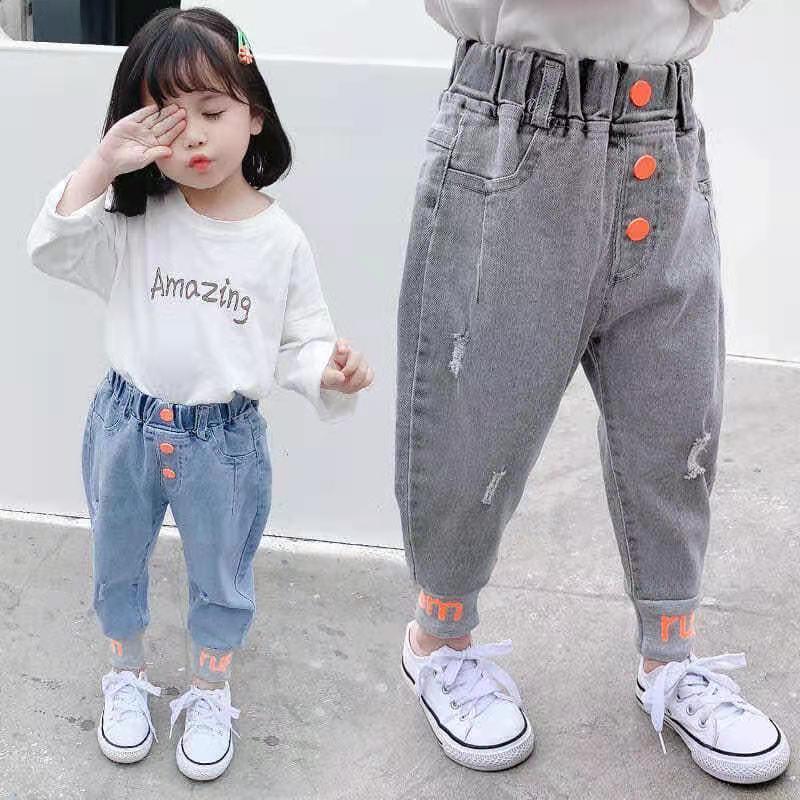 Children's clothing spring and autumn  new girls' Jeans Small and medium children's baby Leggings slim fit long pants trend