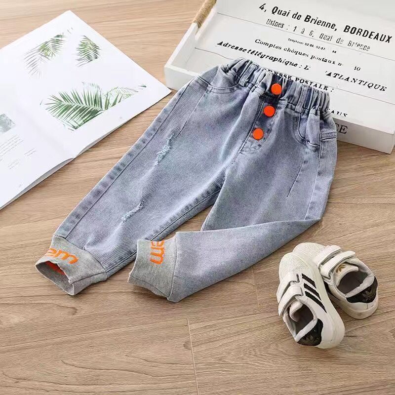 Children's clothing spring and autumn  new girls' Jeans Small and medium children's baby Leggings slim fit long pants trend