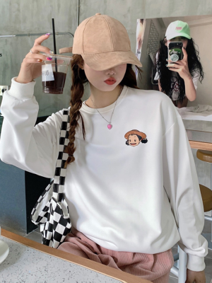 Autumn and winter round neck thin sweater loose Korean top female student Harajuku style foreign style versatile round neck Pullover