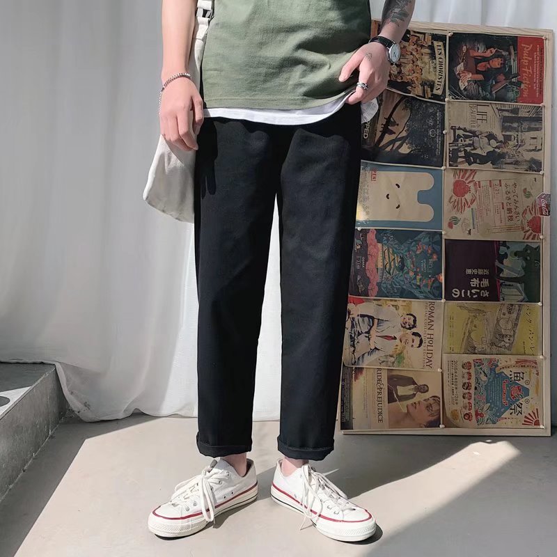 Summer work pants men's Korean version loose straight pants with a variety of Hong Kong style students' casual pants ins super fire 9-point pants