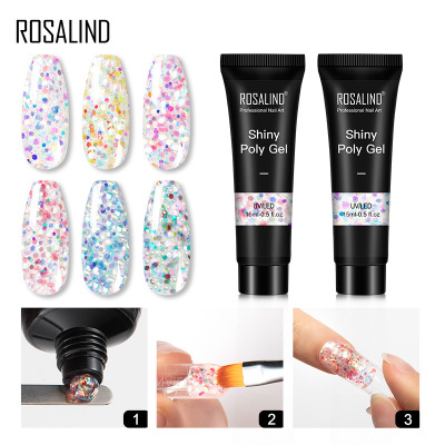 Rosalind new flash extender 15ml colorful Sequin crystal nail extender