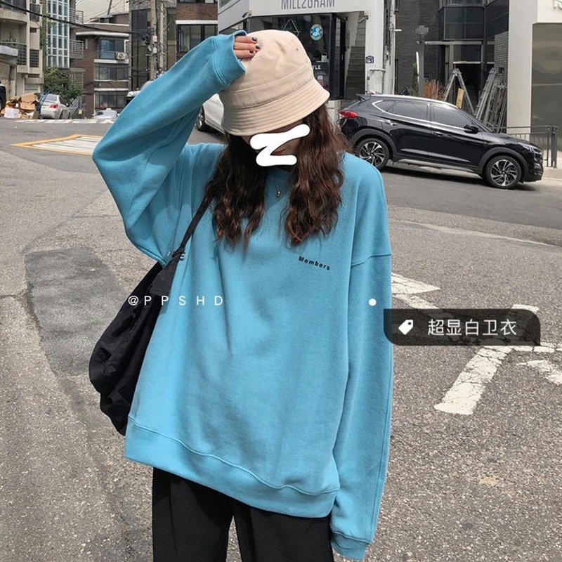Korean chic simple letter casual sweater coat autumn new women's wear versatile loose round neck long sleeve top