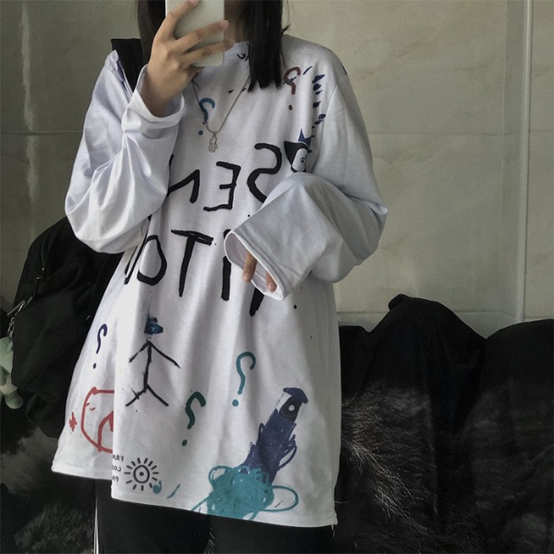 2021 fall loose long sleeve T-shirt women's versatile top