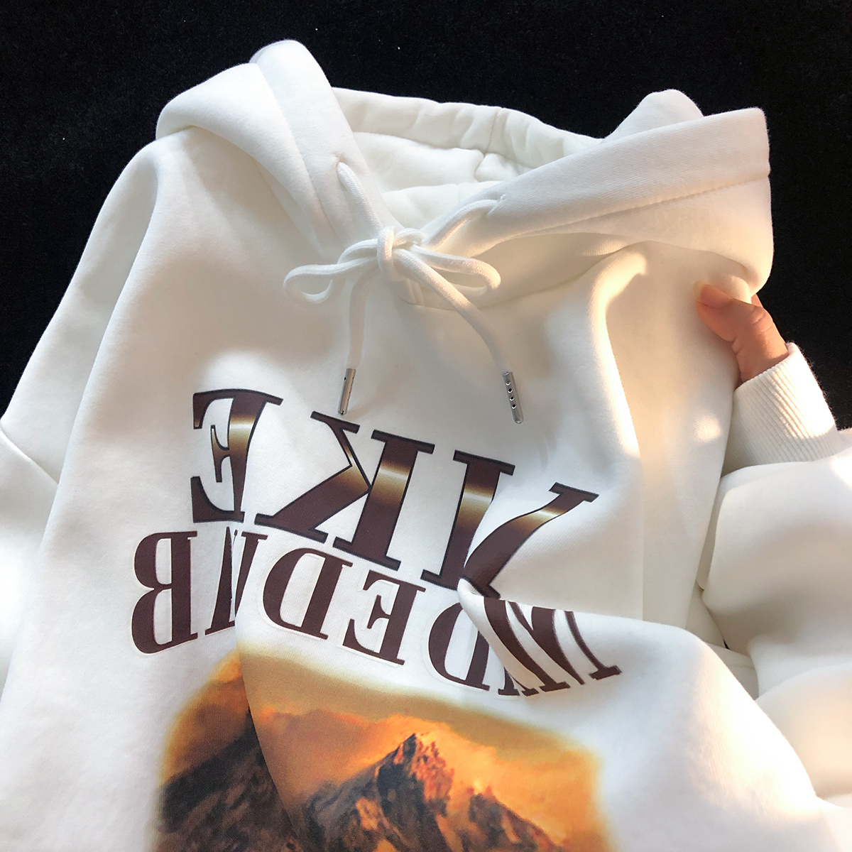 American Retro High Street oil painting sweater women's autumn and winter Plush thickened ins tide brand loose BF lazy coat