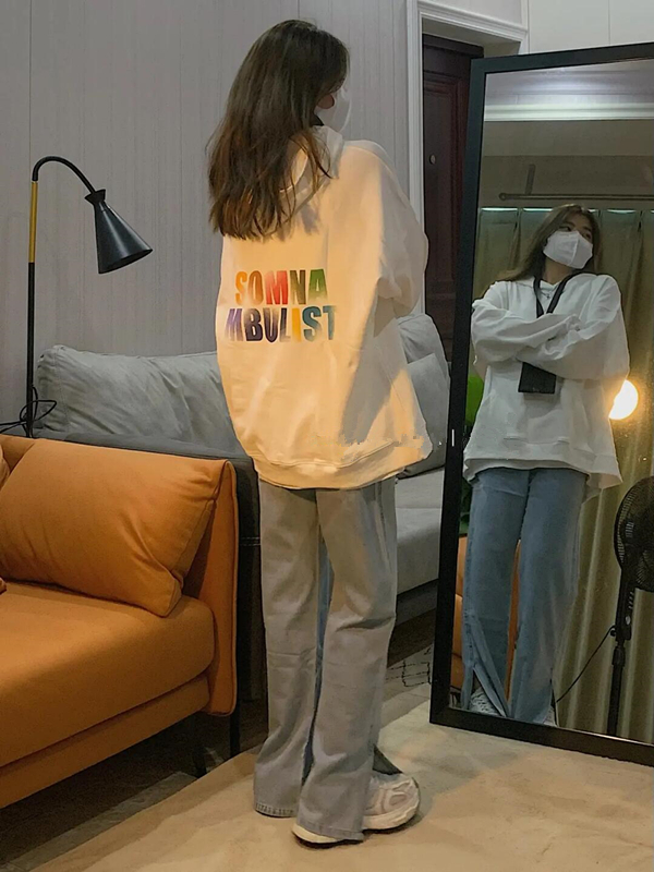 White hooded sweater women's new high sense women's long sleeve loose long American fried street early autumn top women's minority