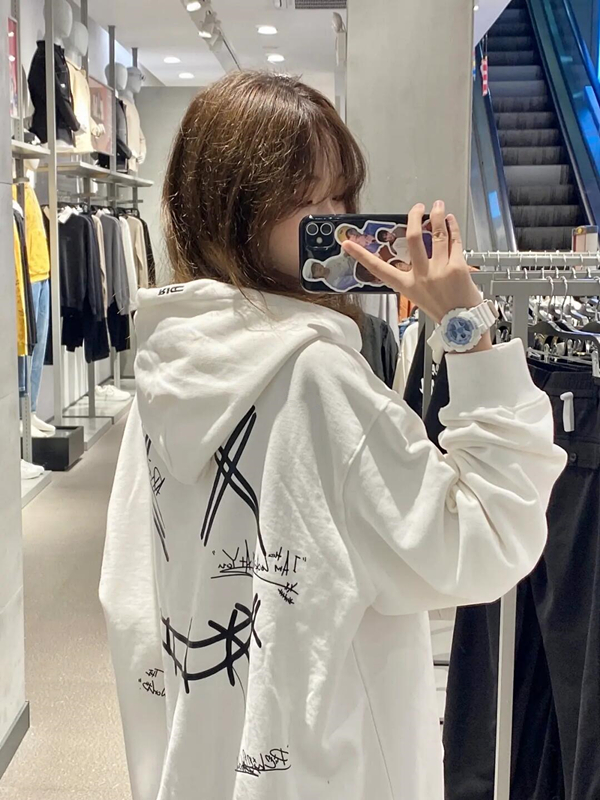 White sweater women's autumn and winter Plush thickened oversize fried street high feeling lazy fashion brand ins coat