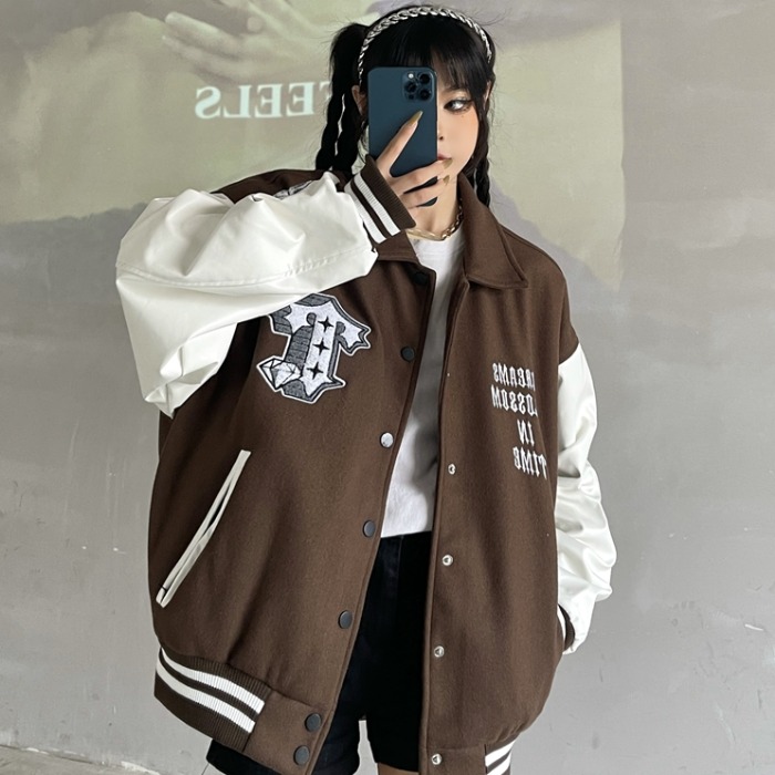 American retro poker Baseball Jacket men's and women's fashion ins loose vibe high street headwind New Top Jacket