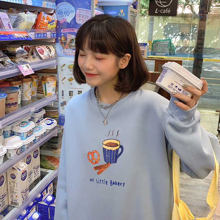 [David clothes] women's sweater new autumn and winter Japanese and Korean loose print ins top