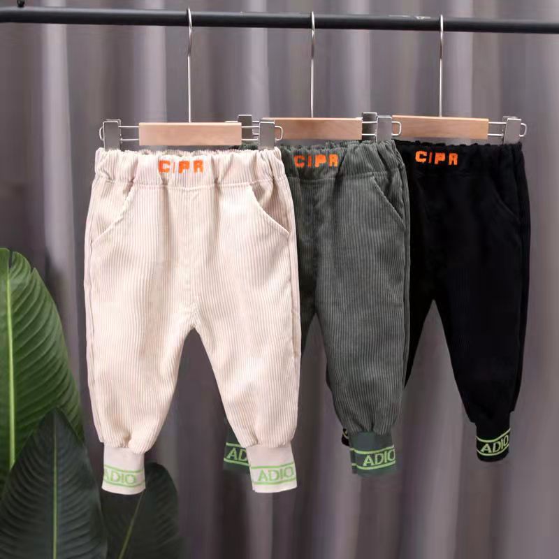 Children's spring and autumn clothes boys' pants  new foreign style trousers spring middle and small children's Korean corduroy casual pants