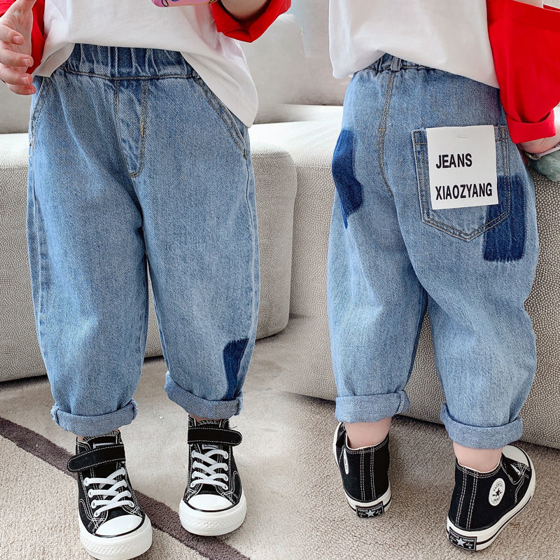 2021 girls' autumn dress new loose Korean children's jeans baby foreign style spring and autumn wear long pants