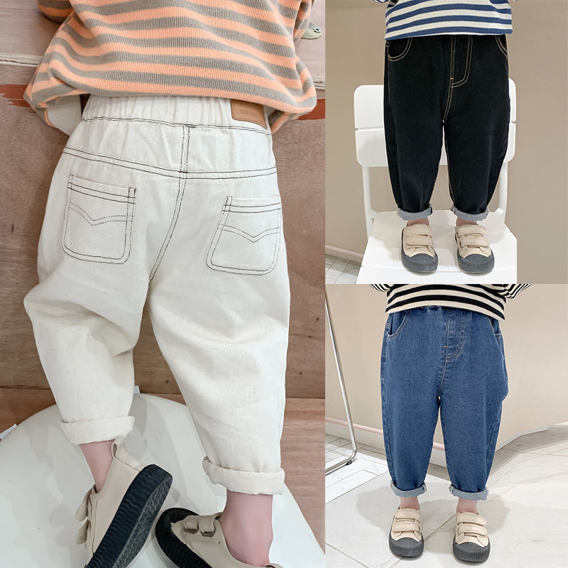 Boys' jeans spring clothes 2021 new foreign style spring and autumn children's pants pants Korean baby casual trend