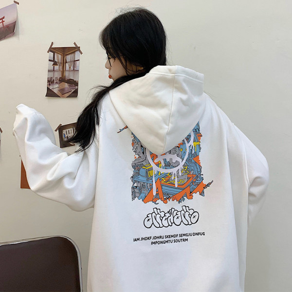 Little devil autumn and winter hooded sweater women's Plush tide brand couple's wear