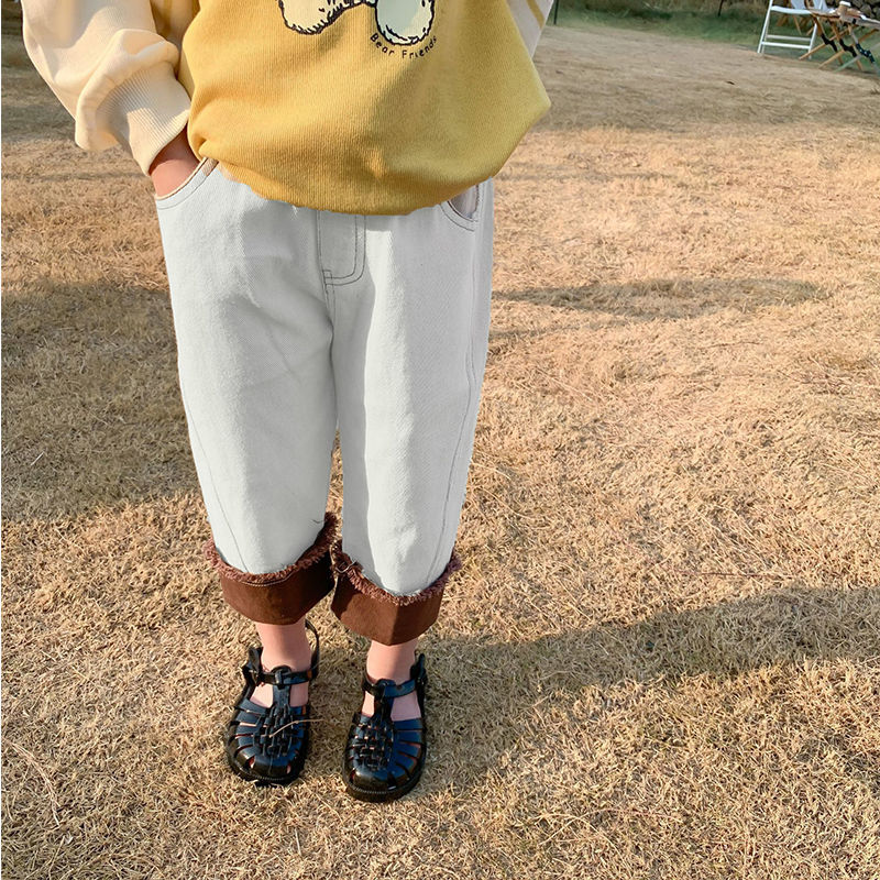 Girls autumn  new denim pants children's spring and autumn style foreign style Korean sports pants children's baby pants