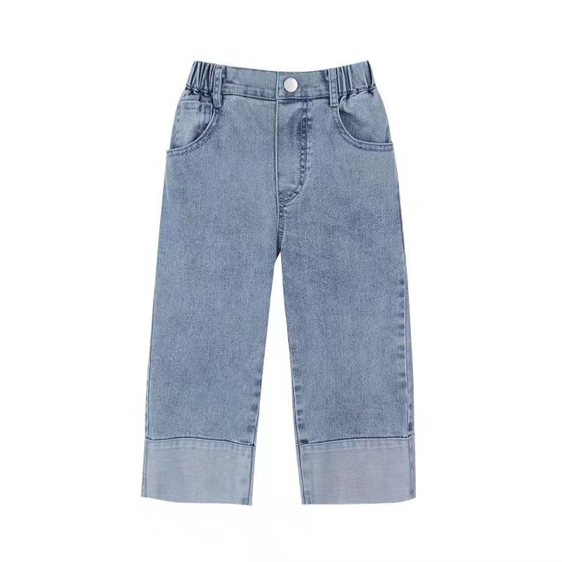 Children's  new autumn girls' jeans children's foreign style wide leg pants spring and autumn pants fashion jeans long pants