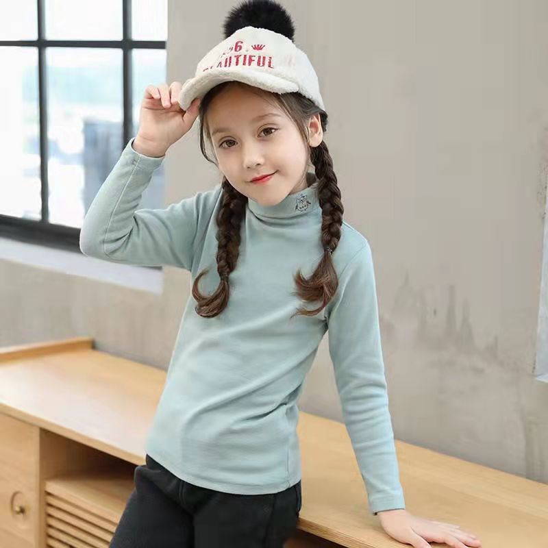 Children's wear 2020 new autumn and winter girls' warm T-shirt children's top spring and autumn and winter long sleeve baby high collar bottom shirt