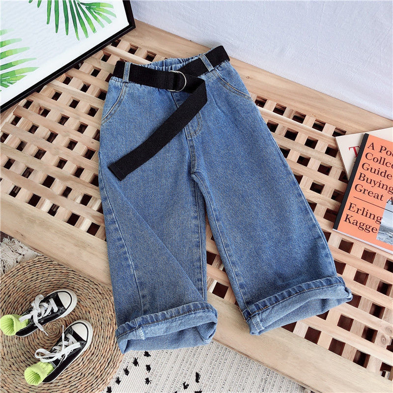 Children's Wide Leg Pants Girls' jeans 2020 spring and autumn new baby girl temperament pants loose and versatile straight pants
