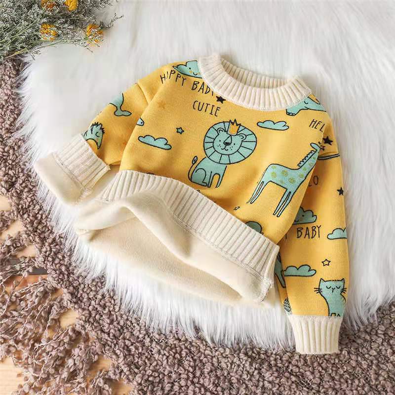 Baby sweater Plush autumn winter girls' sweater Pullover boys' warm coat baby primary and secondary school children's sweater