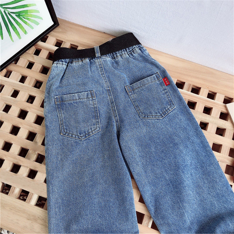 Children's Wide Leg Pants Girls' jeans 2020 spring and autumn new baby girl temperament pants loose and versatile straight pants