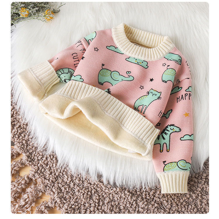 Baby sweater Plush autumn winter girls' sweater Pullover boys' warm coat baby primary and secondary school children's sweater