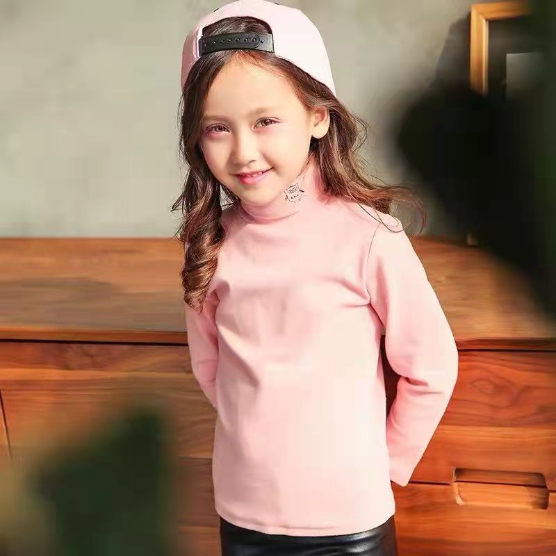 Children's wear 2020 new autumn and winter girls' warm T-shirt children's top spring and autumn and winter long sleeve baby high collar bottom shirt