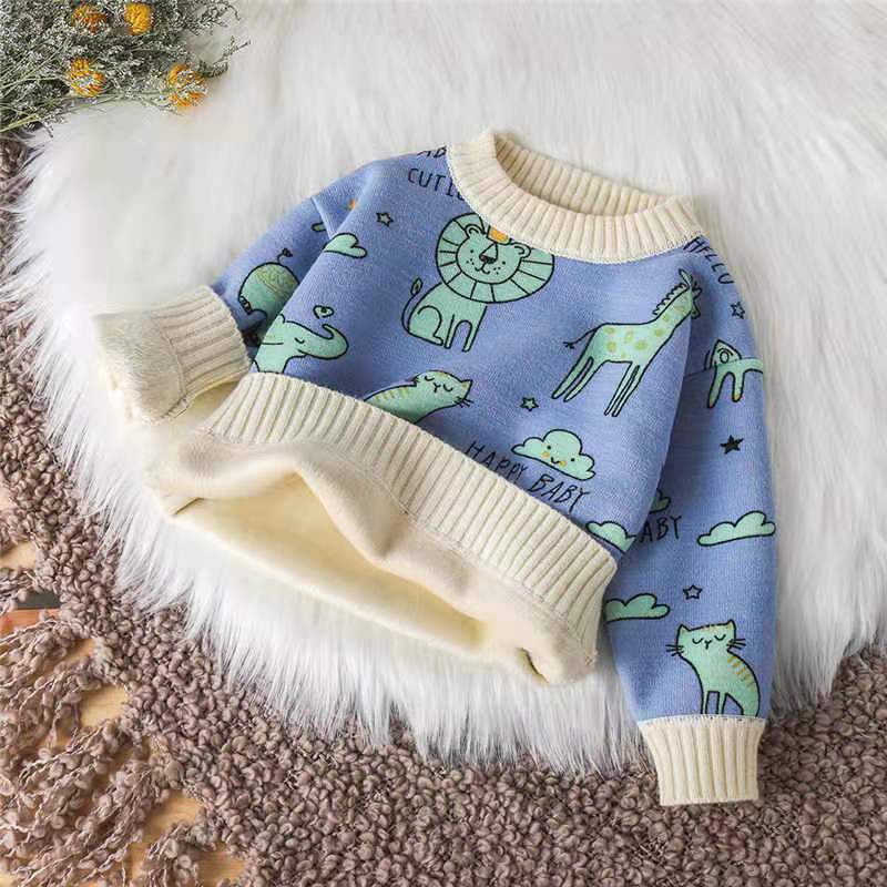 Baby sweater Plush autumn winter girls' sweater Pullover boys' warm coat baby primary and secondary school children's sweater