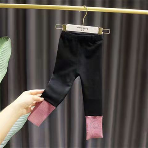 Children's wear girls' spring and autumn Bottomwear Korean children's trousers baby wear foreign style horn elastic cotton thin section