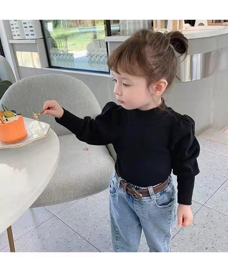  girls' autumn dress new princess sleeve Korean casual children's T-Shirt Baby exotic spring and autumn bottomed shirt