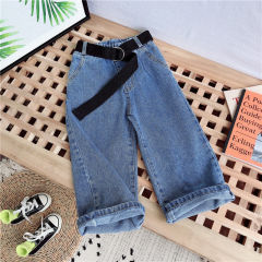 Children's Wide Leg Pants Girls' jeans 2020 spring and autumn new baby girl temperament pants loose and versatile straight pants