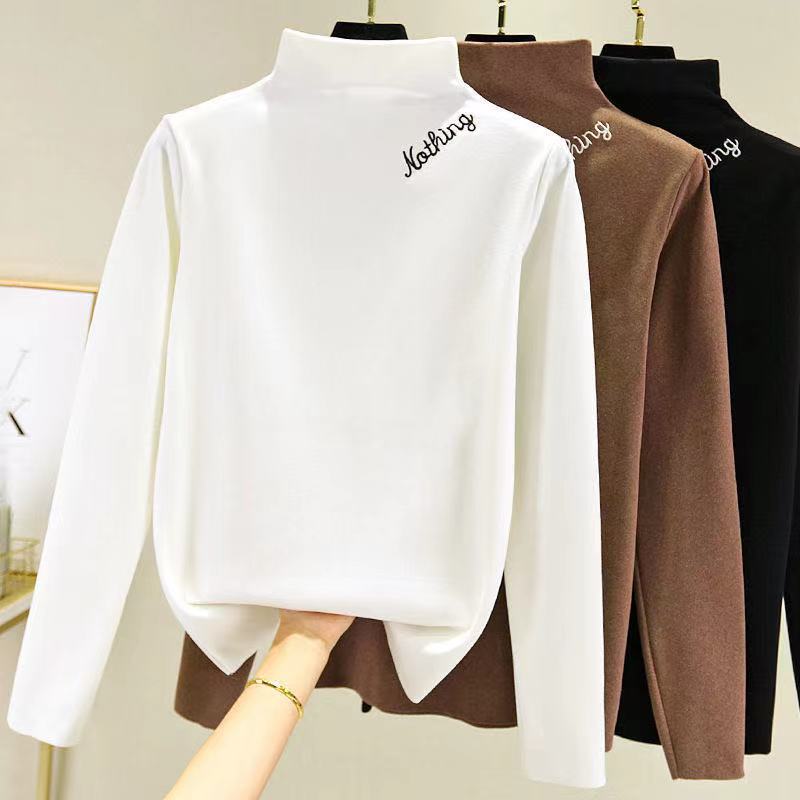 [Plush thickening] frosted half high collar women's warm jacket with self heating foreign style in autumn and winter