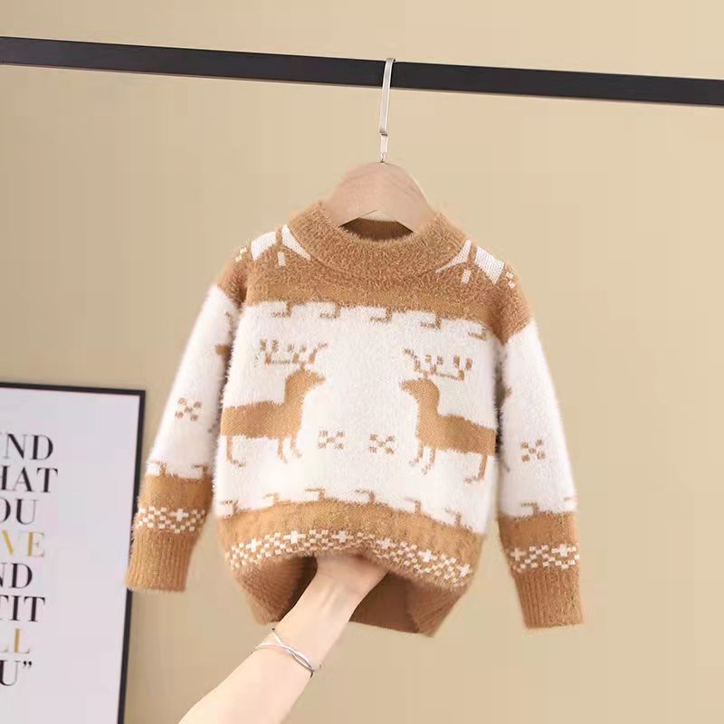 Children's Baby Sweater 2020 autumn winter new mink Pullover boys' Chinese and Korean knitted thickened bottoming shirt