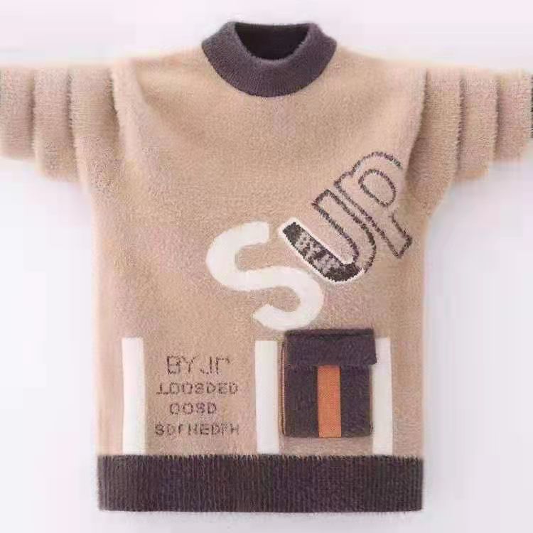 Boys' mink sweater autumn and winter 2020 new middle school and university children's Pullover Sweater children's sweater boys' sweater trend