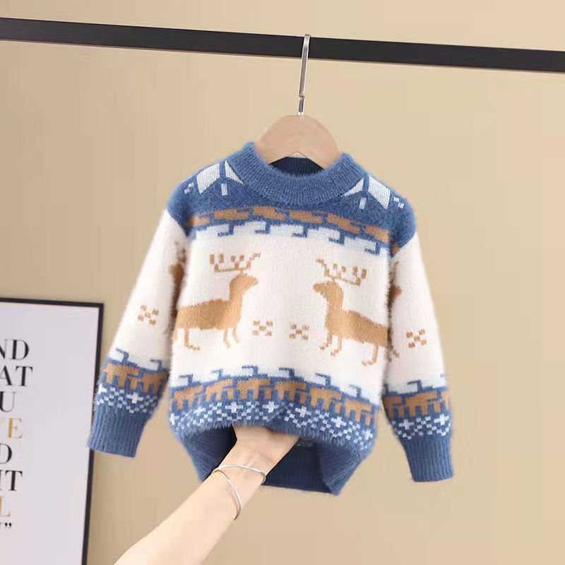 Children's Baby Sweater 2020 autumn winter new mink Pullover boys' Chinese and Korean knitted thickened bottoming shirt