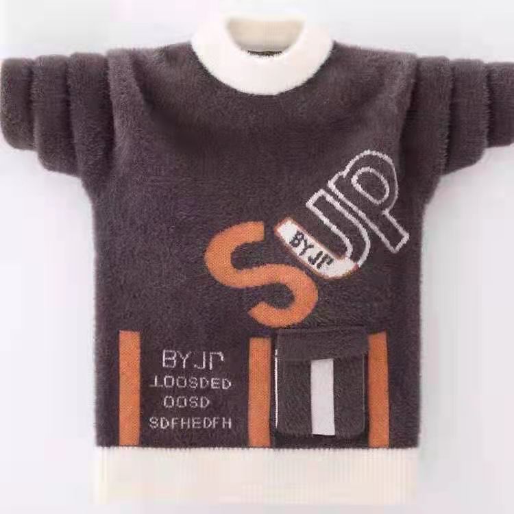 Boys' mink sweater autumn and winter 2020 new middle school and university children's Pullover Sweater children's sweater boys' sweater trend
