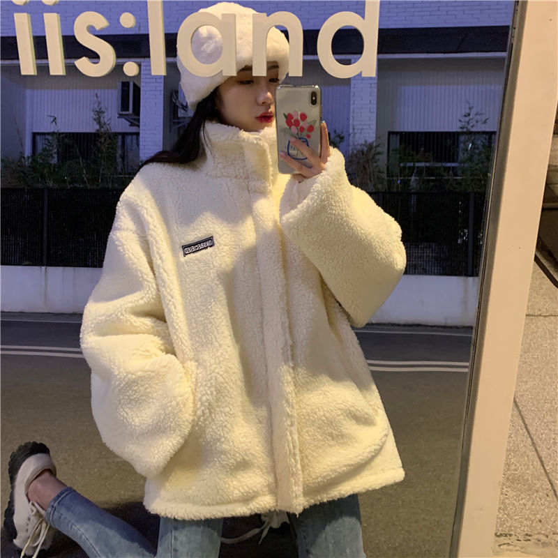 400g cashmere and plush thickened coat for women in autumn and winter